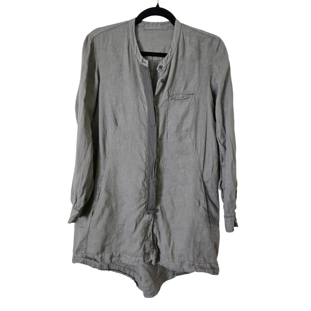 Transit Par Such Womens 1 Tunic Top Shirt Gray Linen Made in Italy Lagenlook